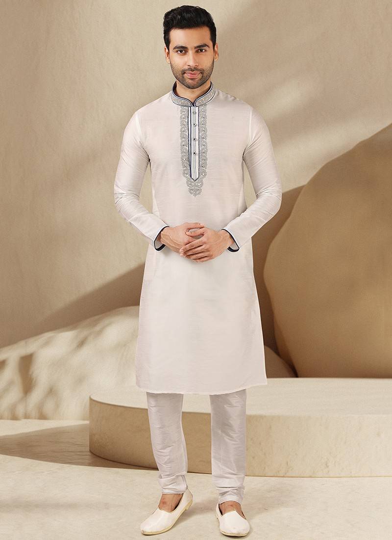 Off White Colour New Designer Function Wear Kurta Pajama Mens